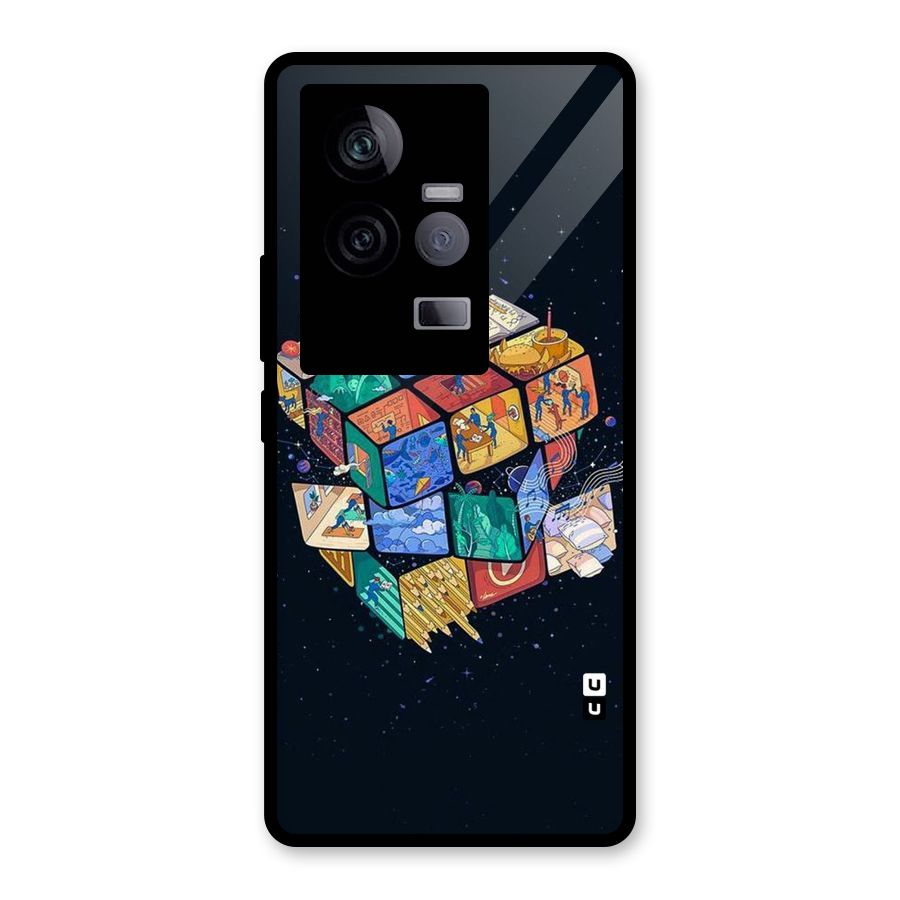 Coloured Rubic Glass Back Case for Vivo iQOO 11 5G