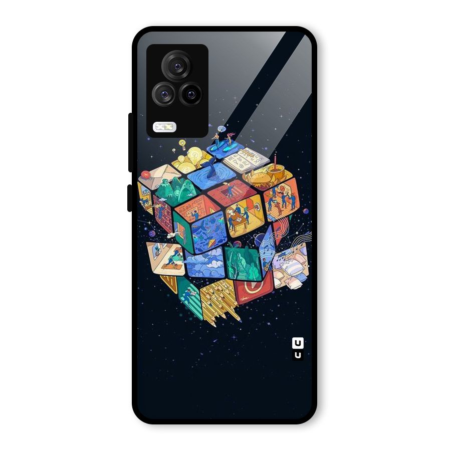 Coloured Rubic Glass Back Case for Vivo iQOO 7 Legend 5G