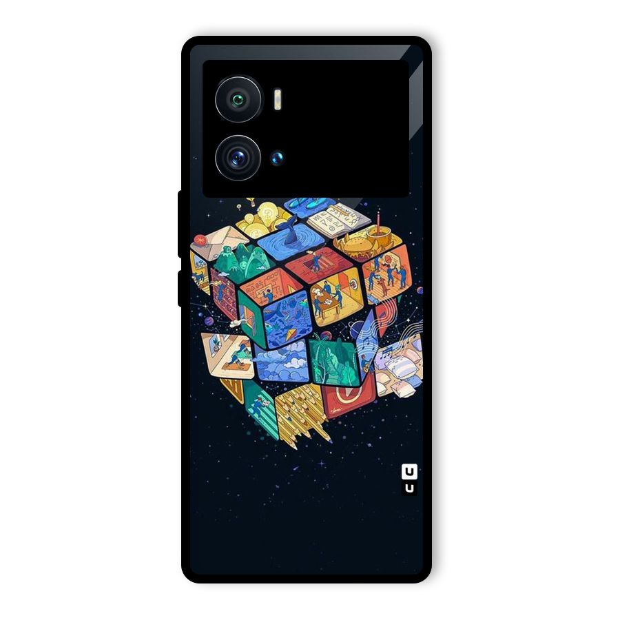Coloured Rubic Glass Back Case for Vivo iQOO 9 Pro