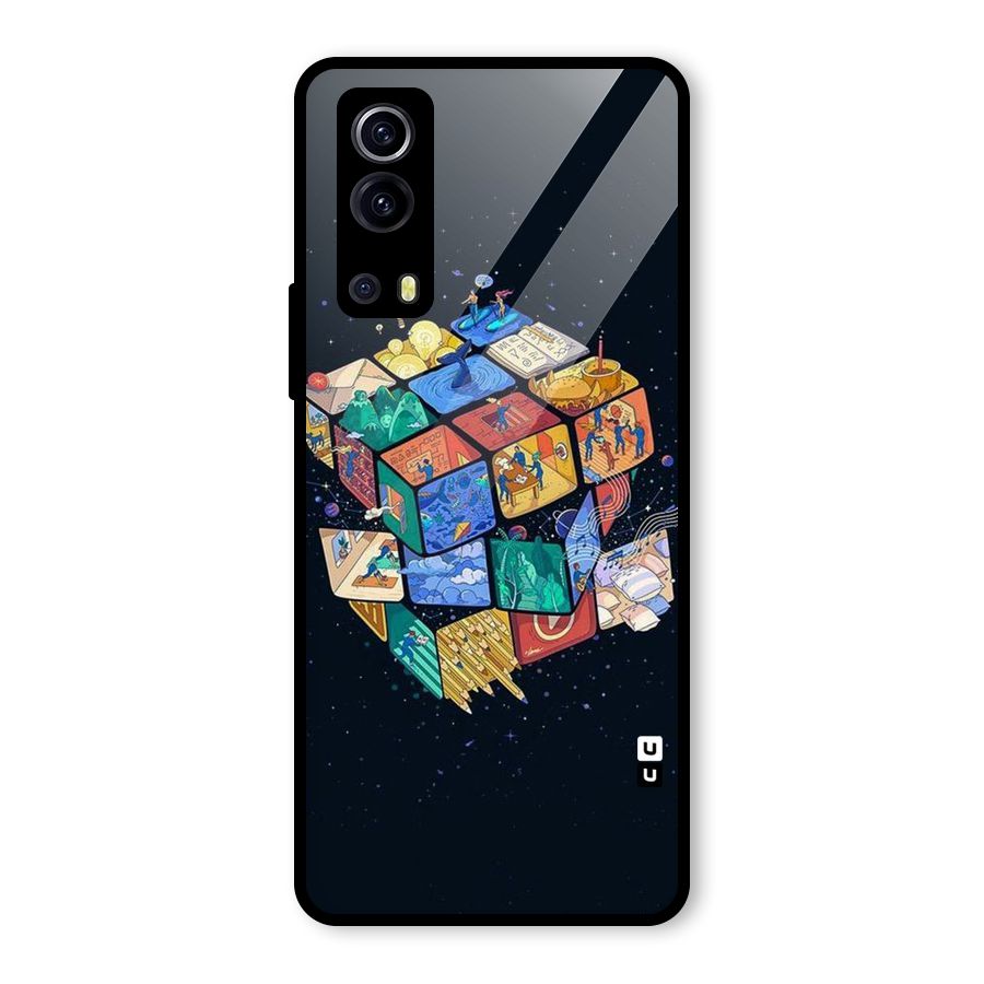 Coloured Rubic Glass Back Case for Vivo iQOO Z3