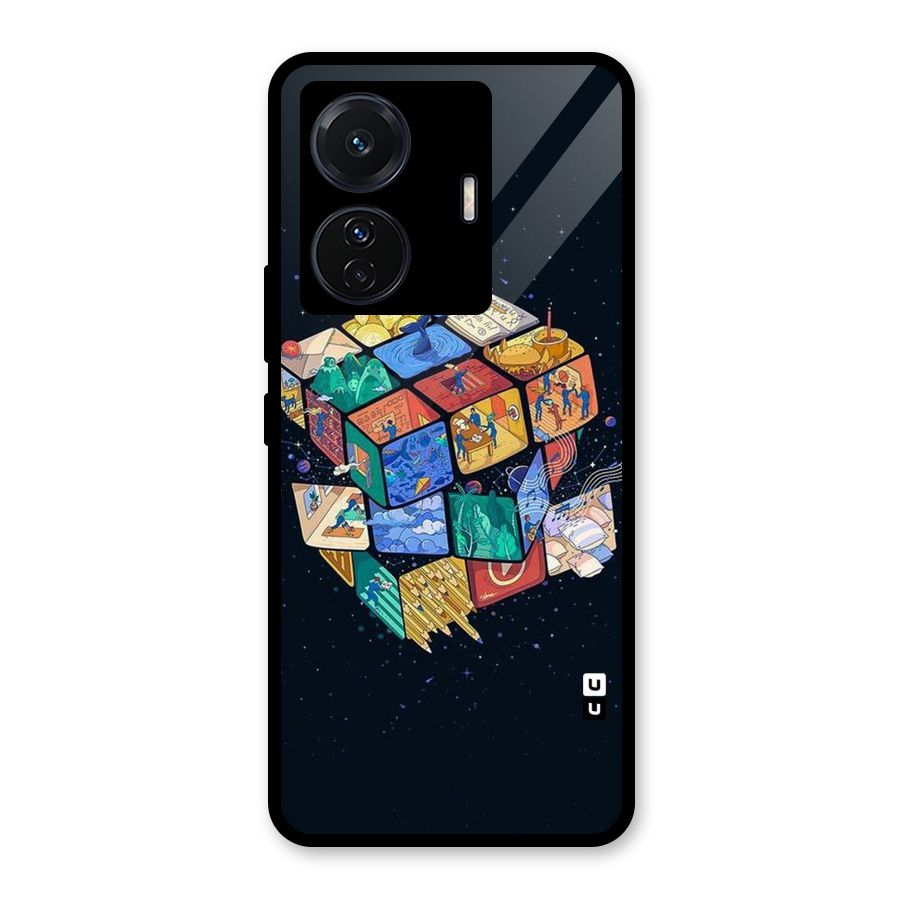 Coloured Rubic Glass Back Case for Vivo iQOO Z6 Pro