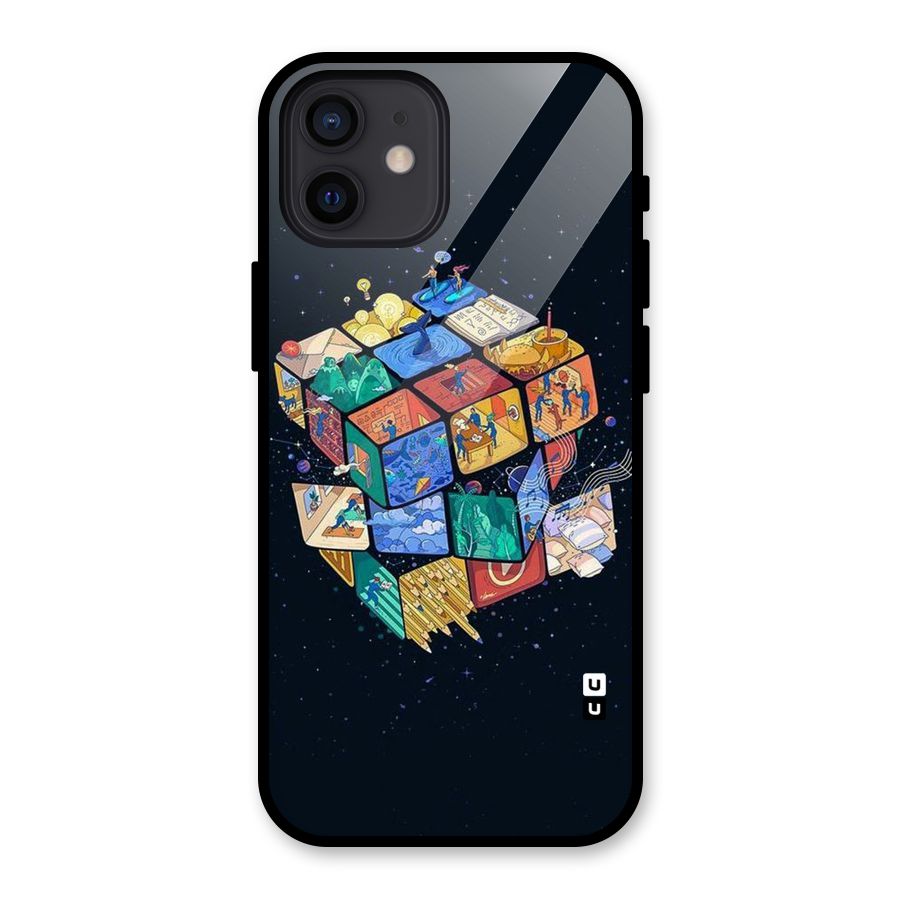 Coloured Rubic Glass Back Case for iPhone 12