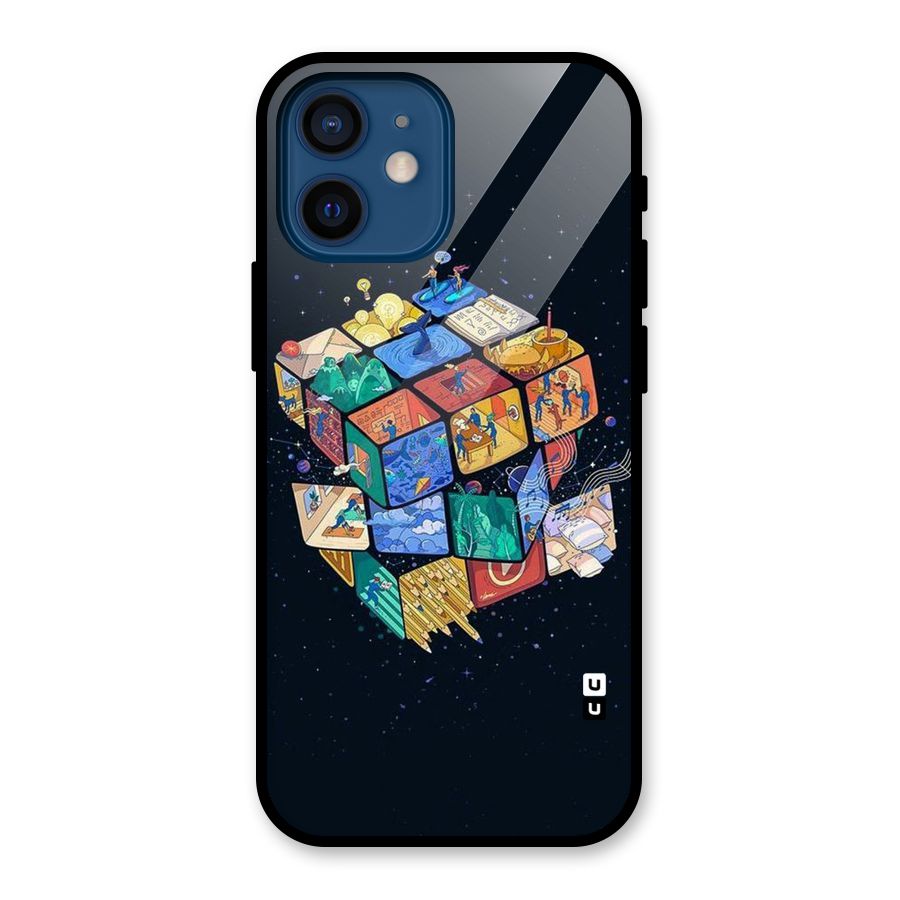 Coloured Rubic Glass Back Case for iPhone 12 Mini