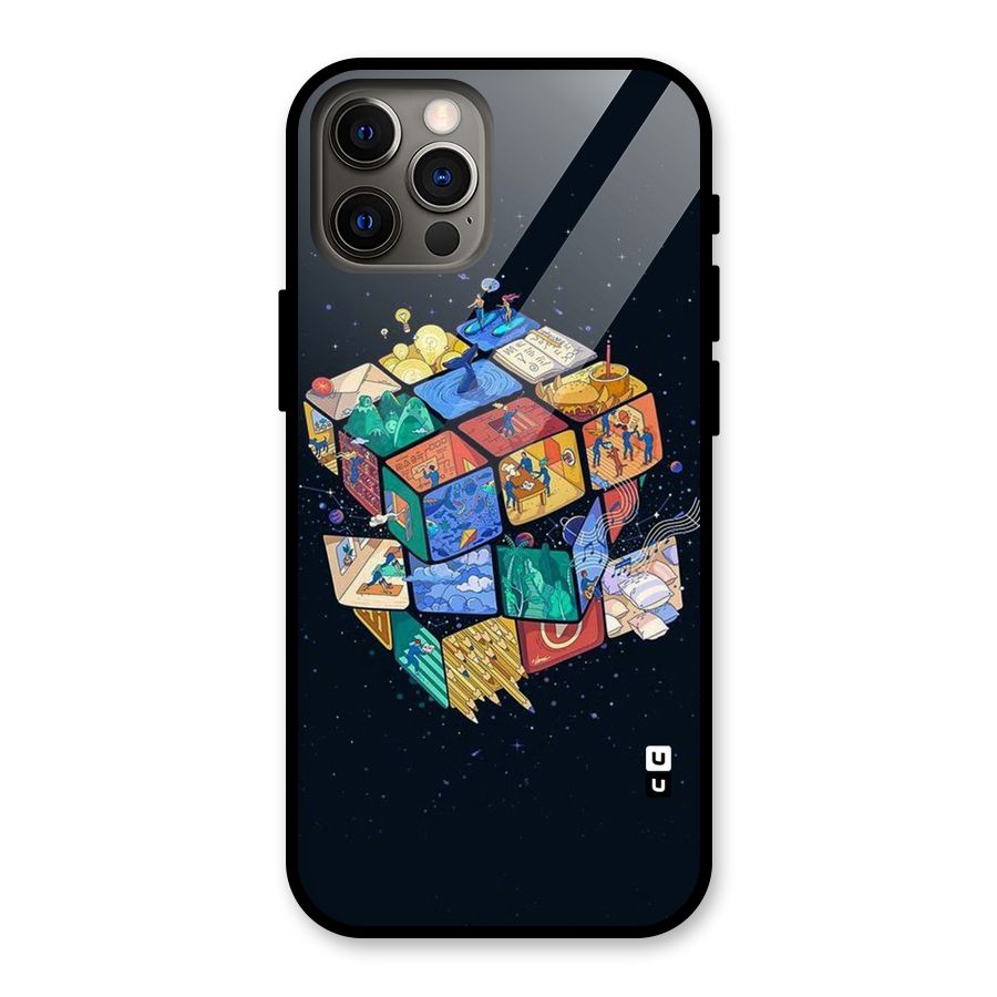 Coloured Rubic Glass Back Case for iPhone 12 Pro