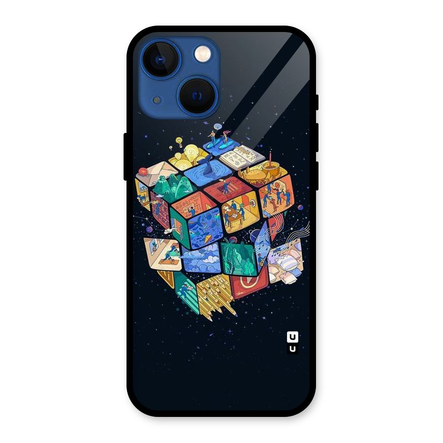 Coloured Rubic Glass Back Case for iPhone 13 Mini