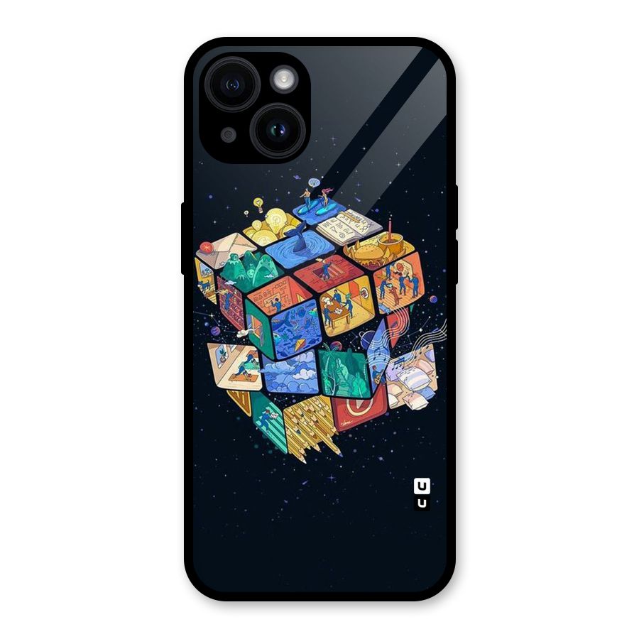 Coloured Rubic Glass Back Case for iPhone 14