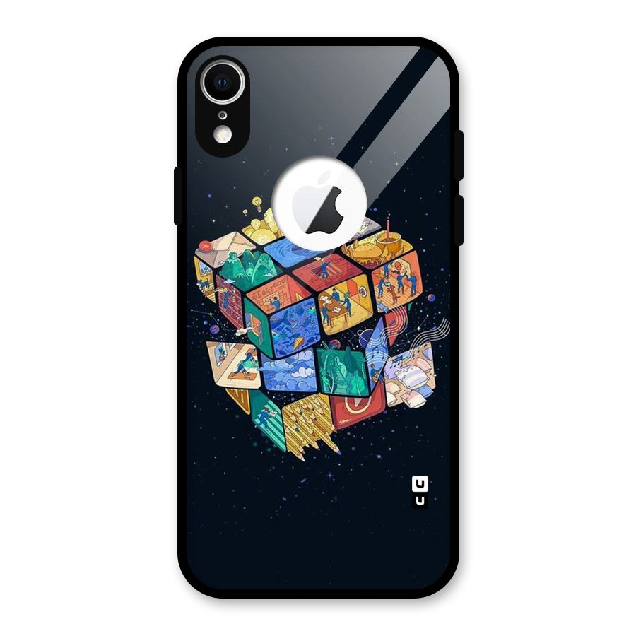 Coloured Rubic Glass Back Case for iPhone XR Logo Cut