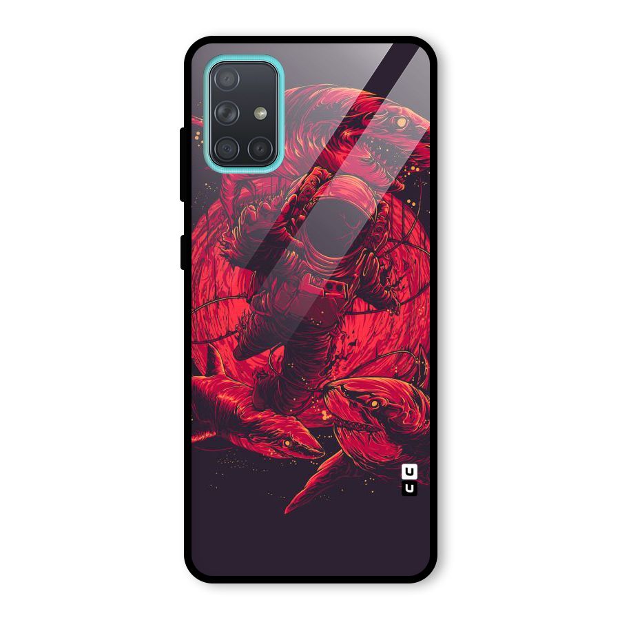 Coloured Spaceman Glass Back Case for Galaxy A71