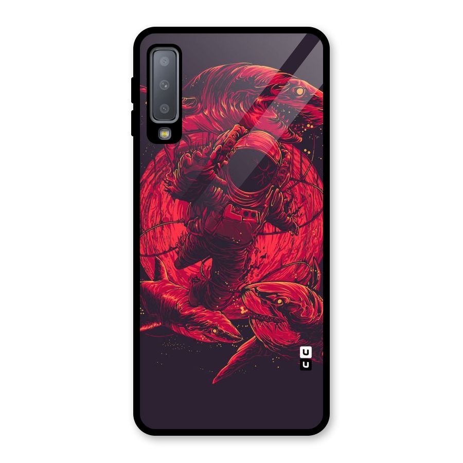 Coloured Spaceman Glass Back Case for Galaxy A7 (2018)