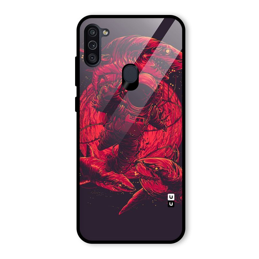 Coloured Spaceman Glass Back Case for Galaxy M11