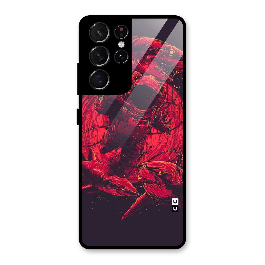 Coloured Spaceman Glass Back Case for Galaxy S21 Ultra 5G