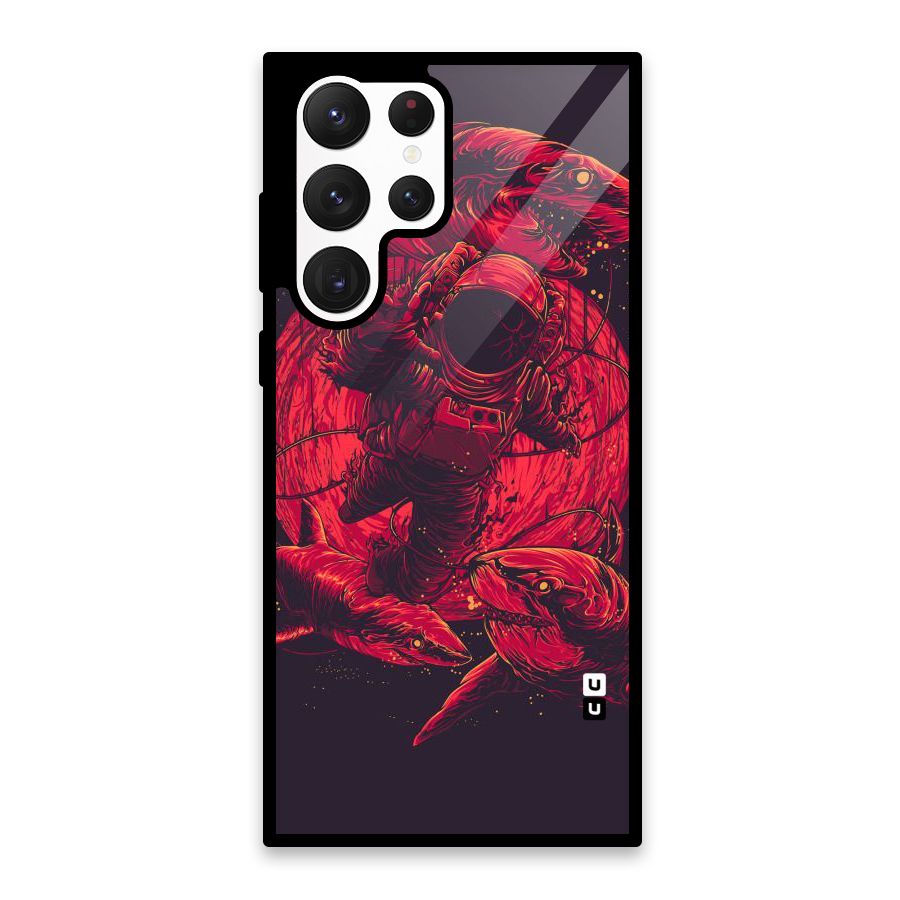 Coloured Spaceman Glass Back Case for Galaxy S22 Ultra 5G