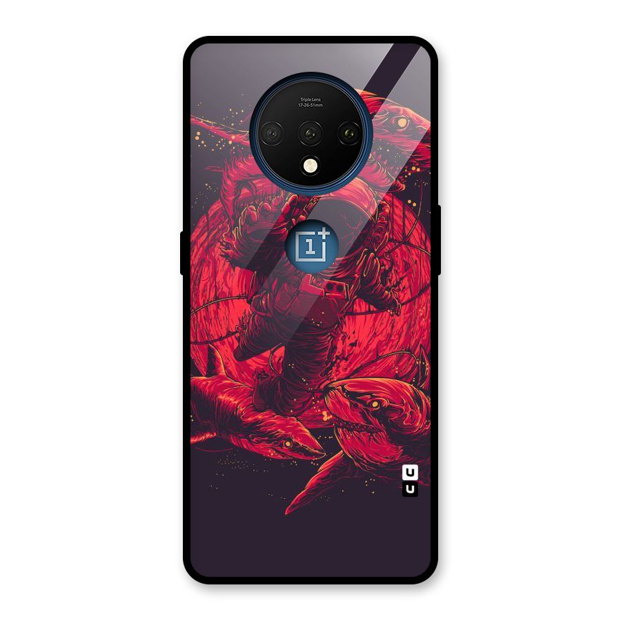Coloured Spaceman Glass Back Case for OnePlus 7T