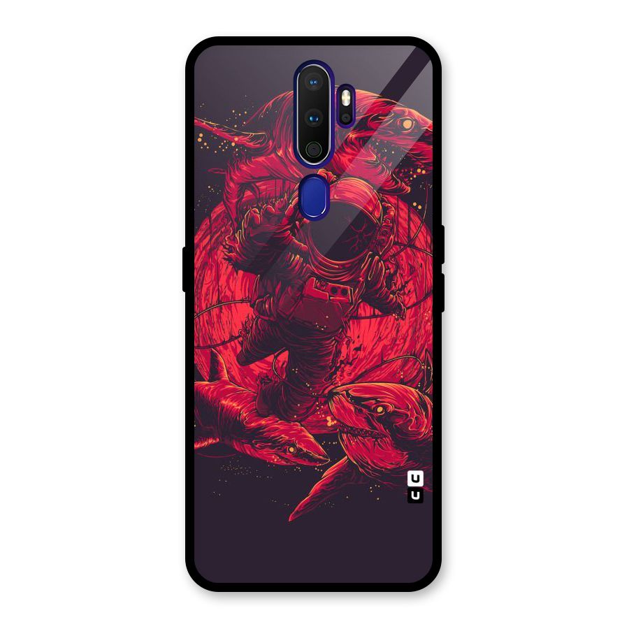Coloured Spaceman Glass Back Case for Oppo A9 (2020)