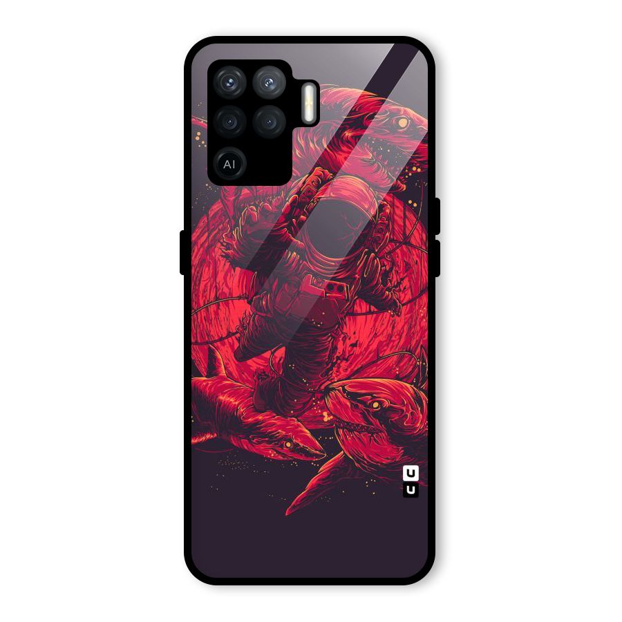 Coloured Spaceman Glass Back Case for Oppo F19 Pro