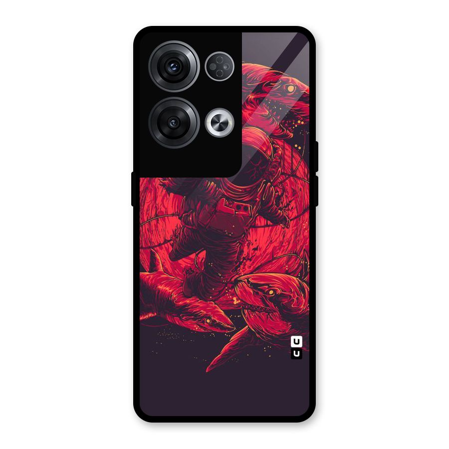 Coloured Spaceman Glass Back Case for Oppo Reno8 Pro 5G