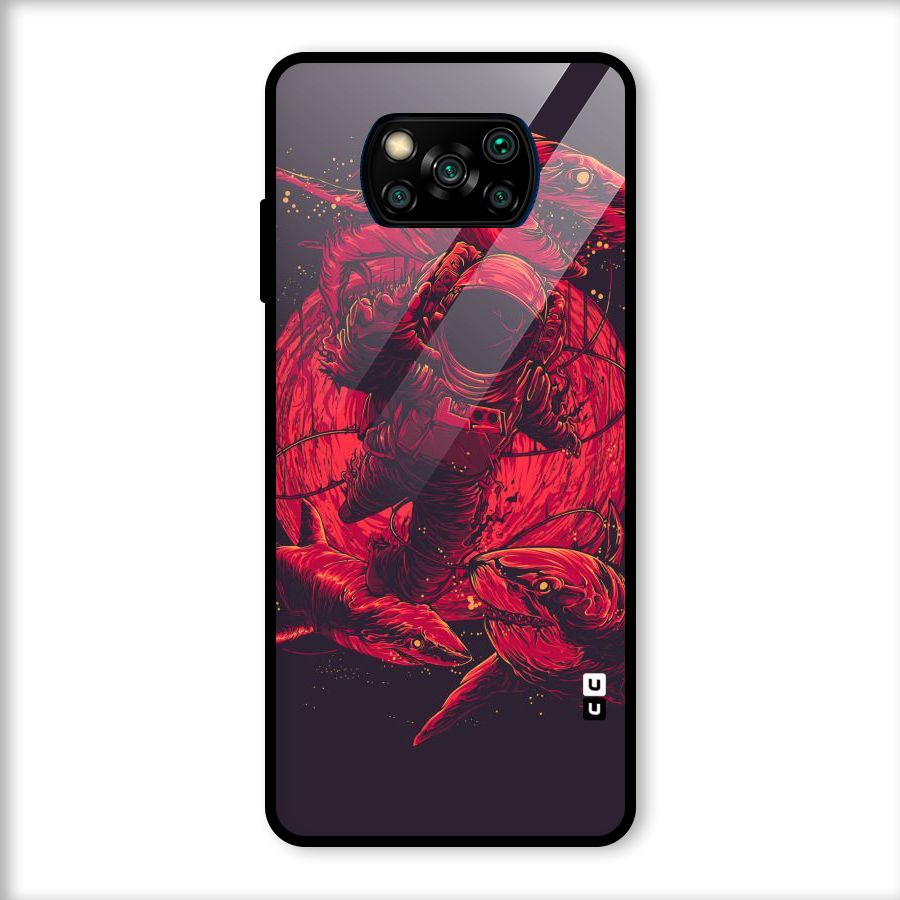 Coloured Spaceman Glass Back Case for Poco X3