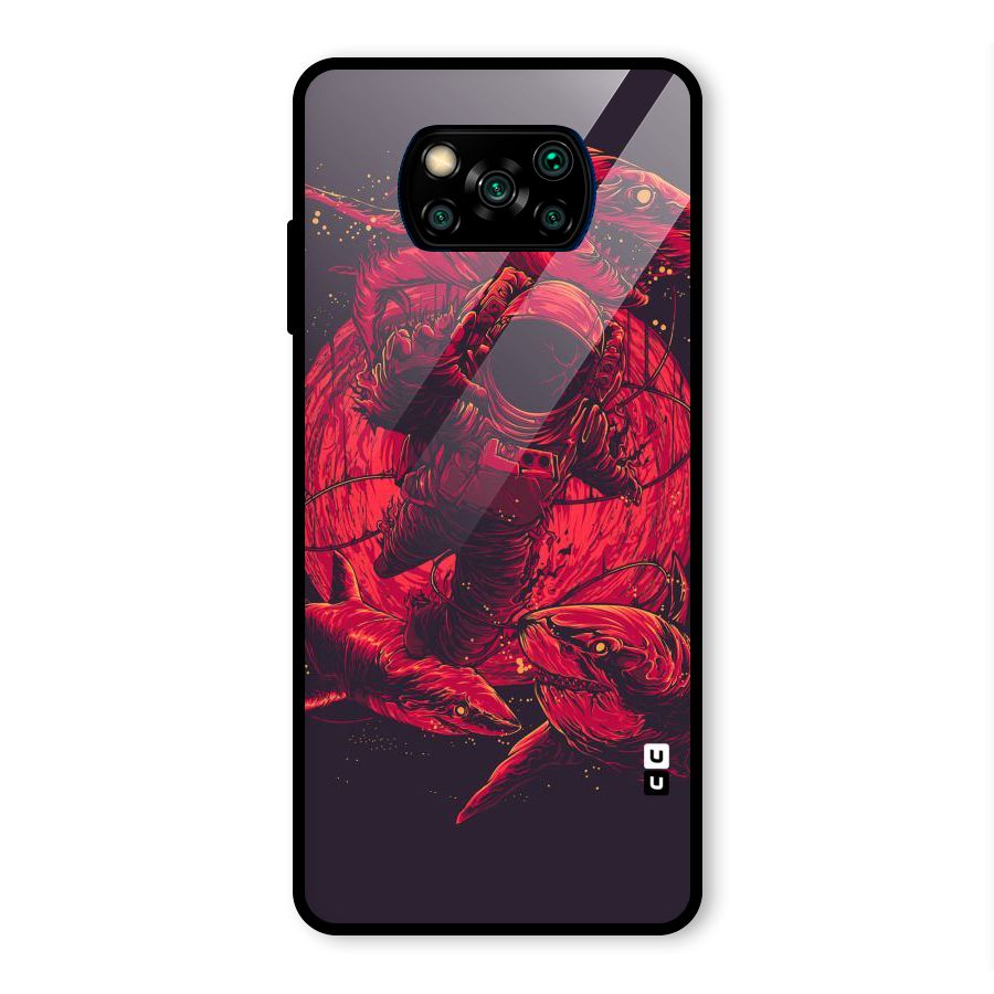 Coloured Spaceman Glass Back Case for Poco X3 Pro