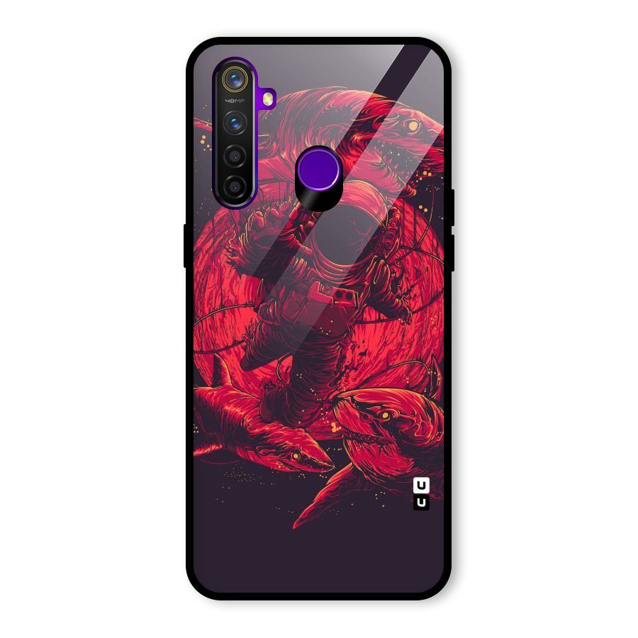 Coloured Spaceman Glass Back Case for Realme 5 Pro