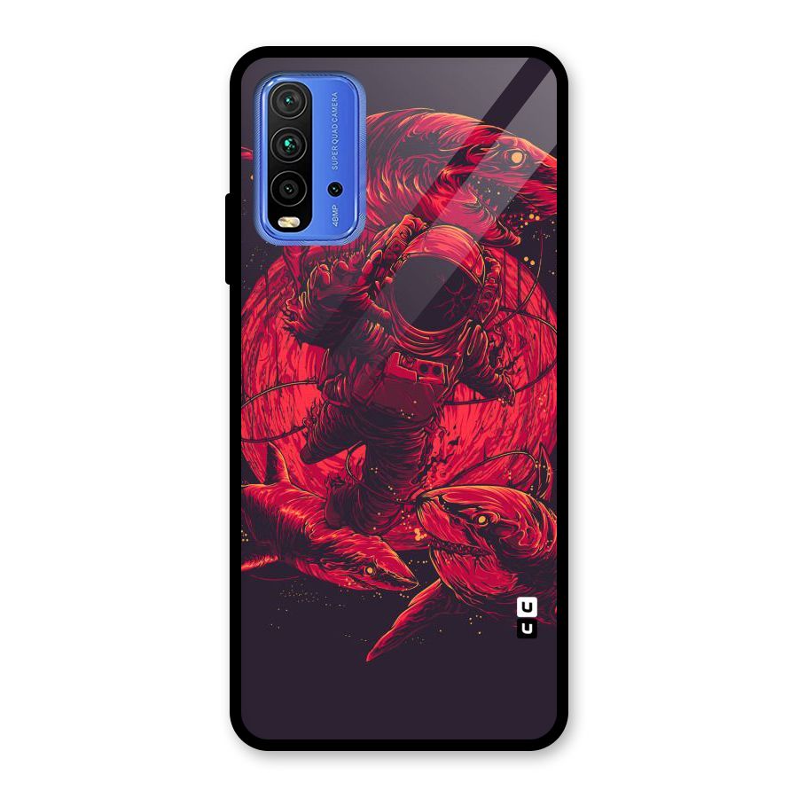 Coloured Spaceman Glass Back Case for Redmi 9 Power