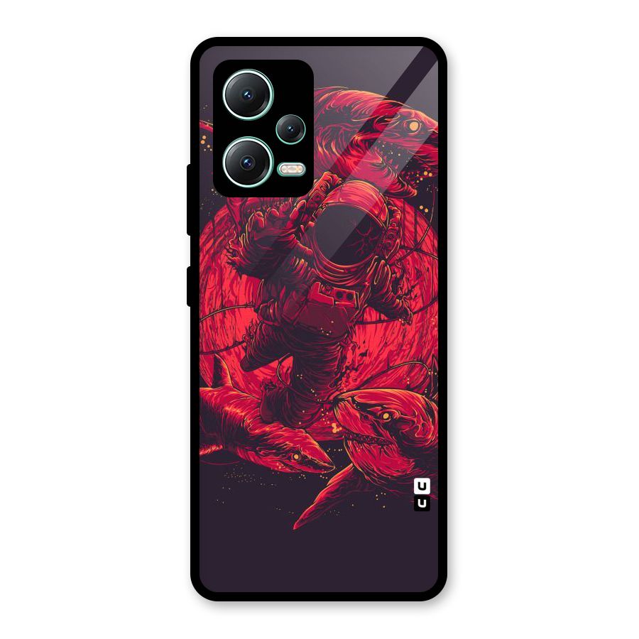 Coloured Spaceman Glass Back Case for Redmi Note 12 5G