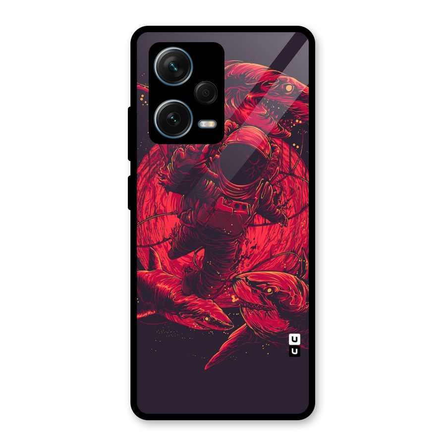 Coloured Spaceman Glass Back Case for Redmi Note 12 Pro Plus 5G