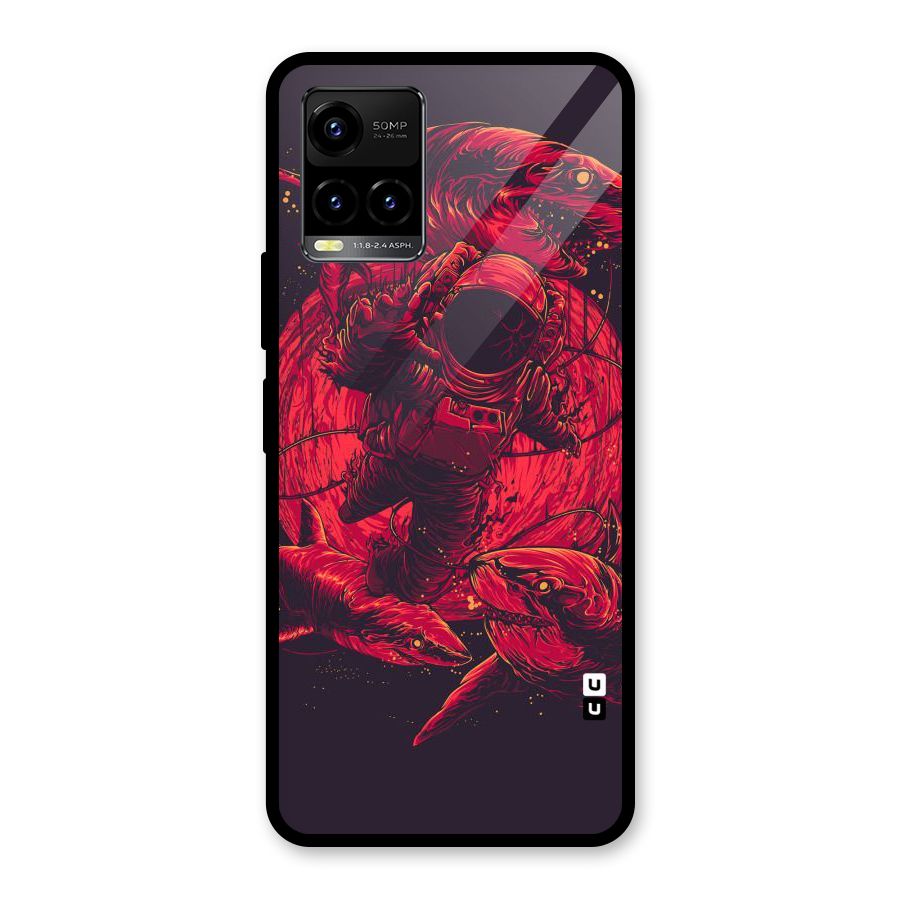 Coloured Spaceman Glass Back Case for Vivo Y21A