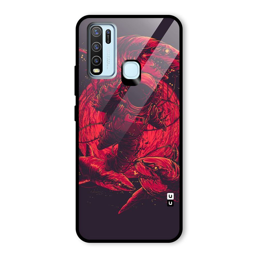 Coloured Spaceman Glass Back Case for Vivo Y30
