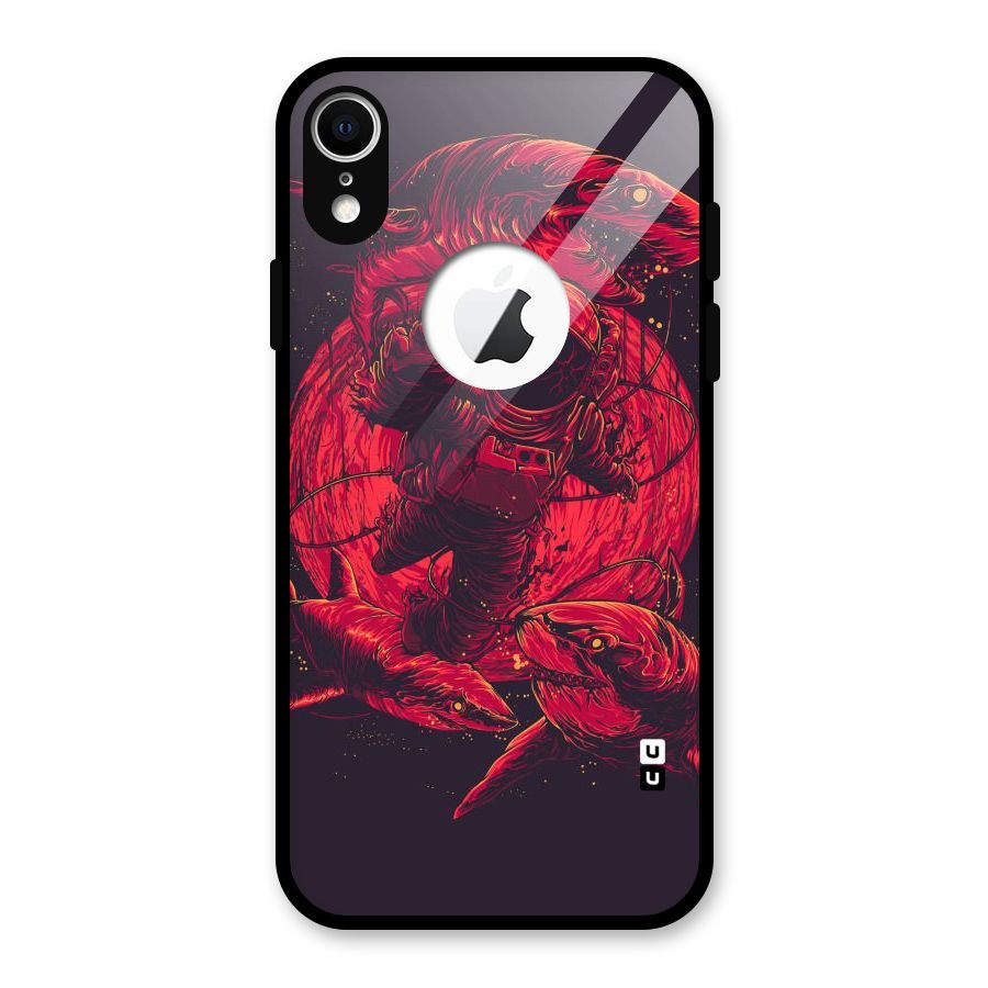 Coloured Spaceman Glass Back Case for iPhone XR Logo Cut