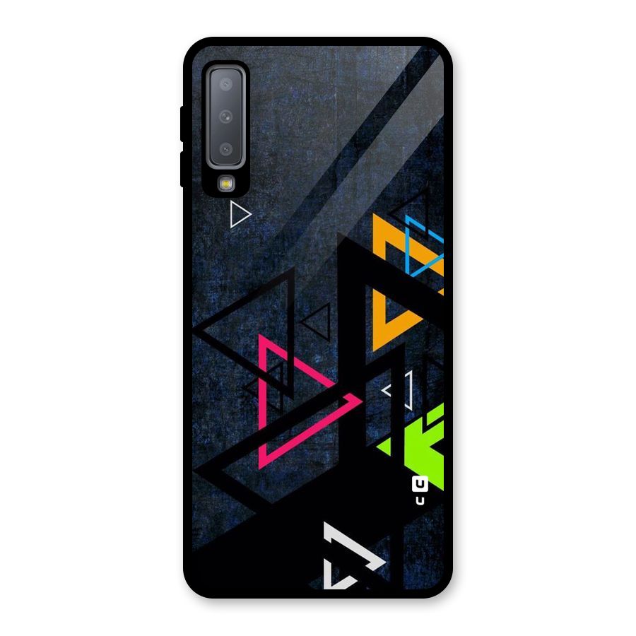 Coloured Triangles Glass Back Case for Galaxy A7 (2018)