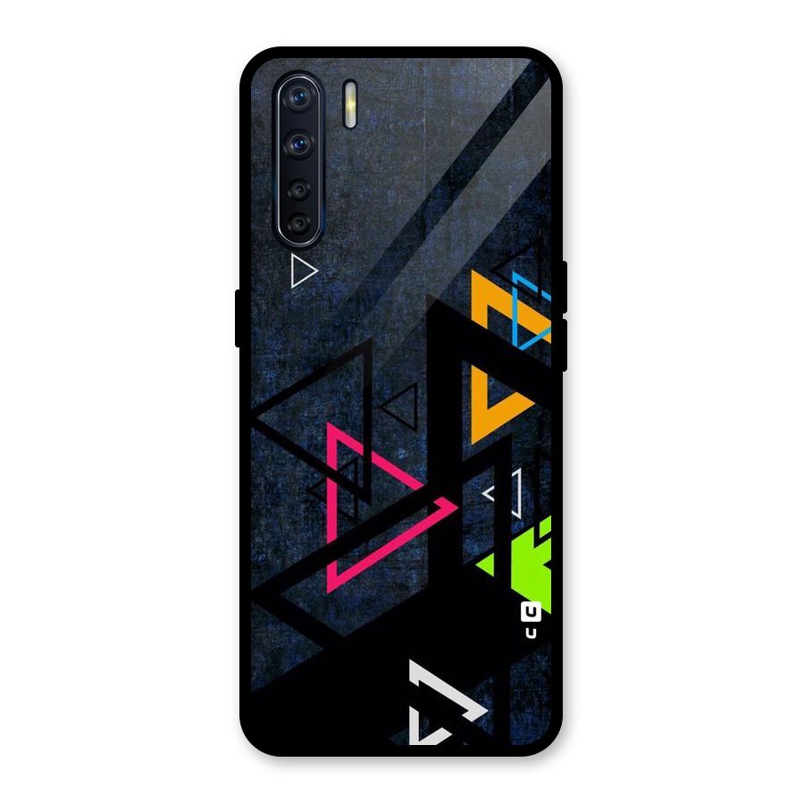 Coloured Triangles Glass Back Case for Oppo F15
