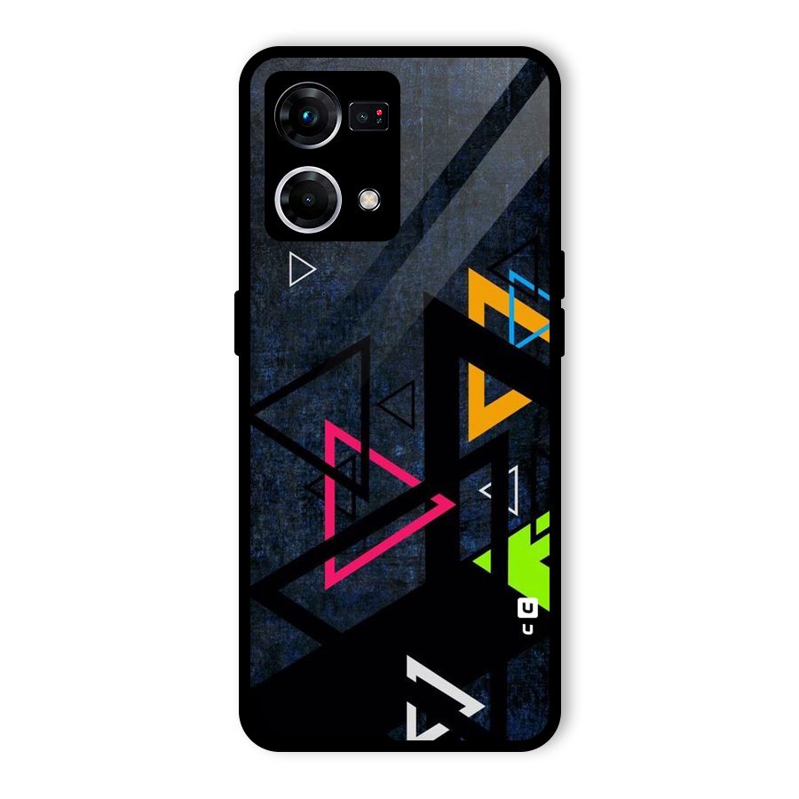 Coloured Triangles Glass Back Case for Oppo F21 Pro 5G