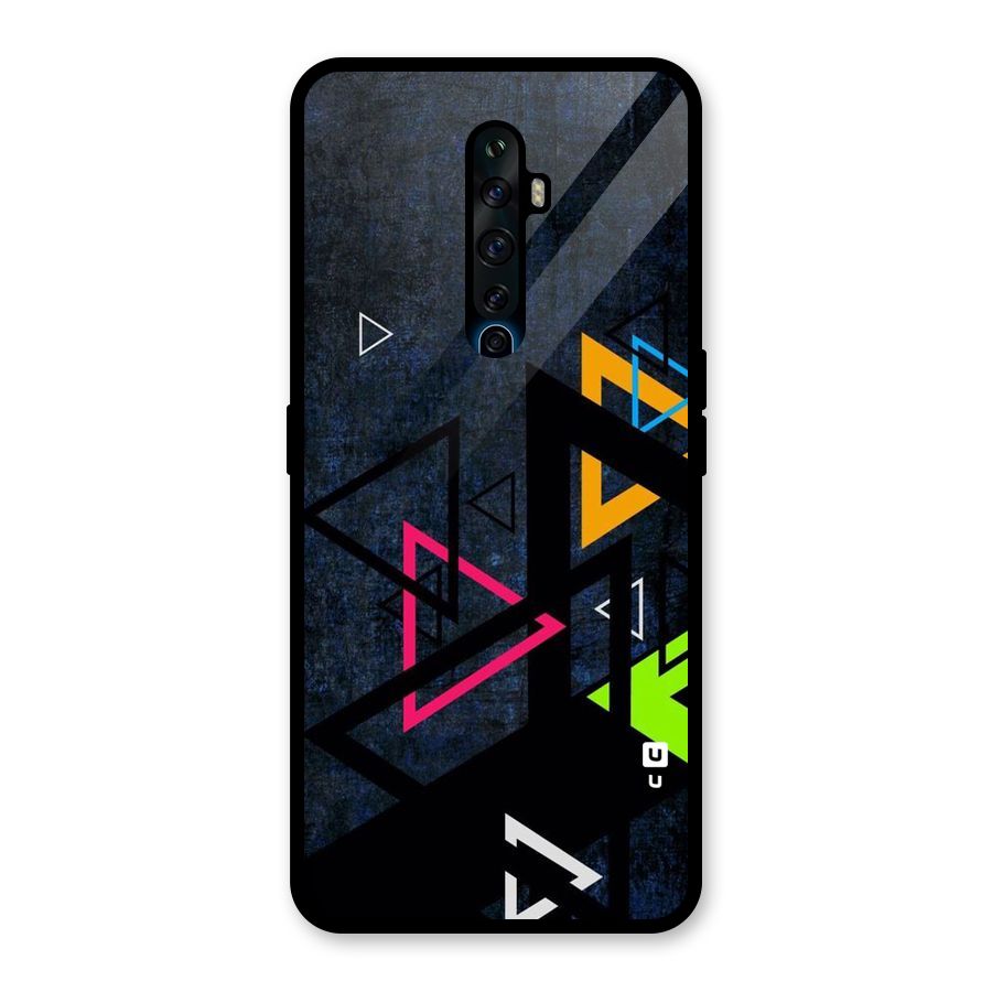 Coloured Triangles Glass Back Case for Oppo Reno2 F