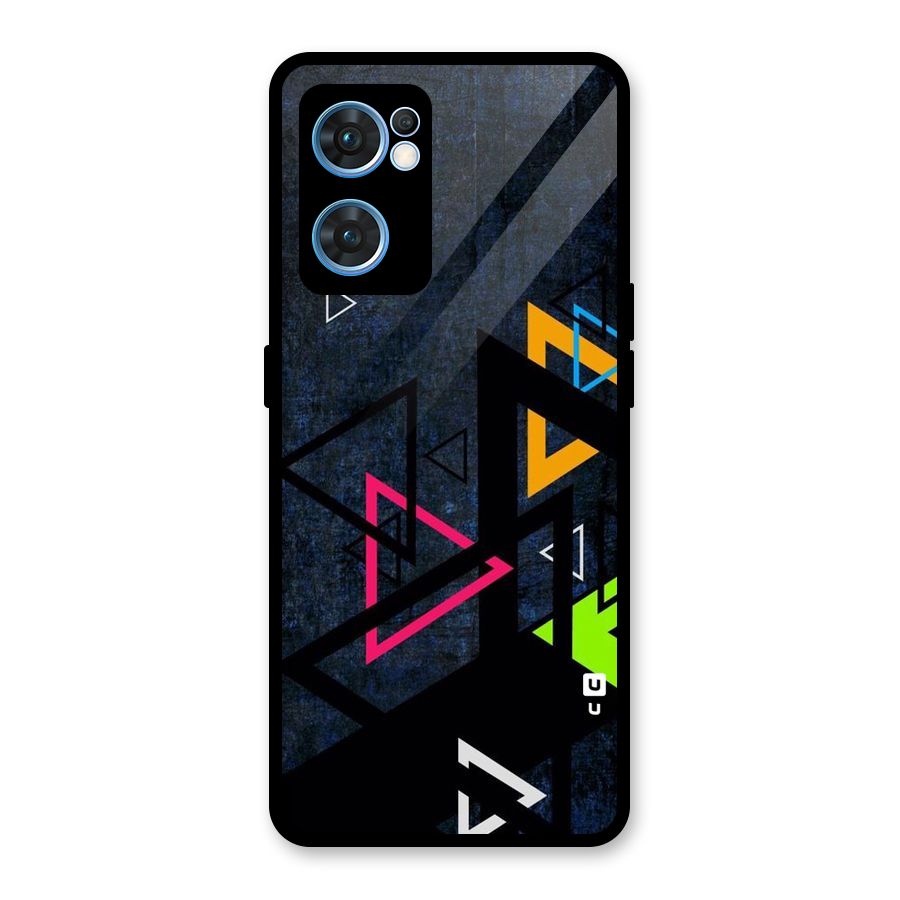 Coloured Triangles Glass Back Case for Oppo Reno7 5G