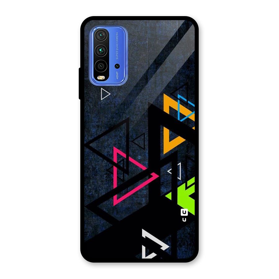 Coloured Triangles Glass Back Case for Redmi 9 Power