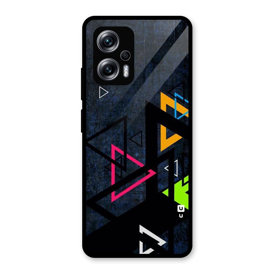 Coloured Triangles Glass Back Case for Redmi K50i