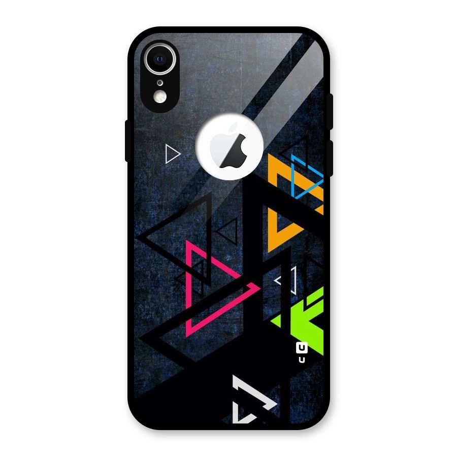 Coloured Triangles Glass Back Case for iPhone XR Logo Cut