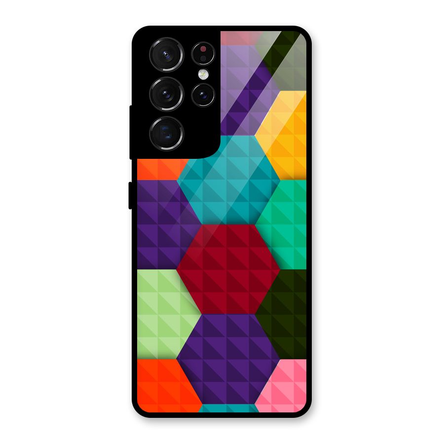 Colourful Abstract Glass Back Case for Galaxy S21 Ultra 5G