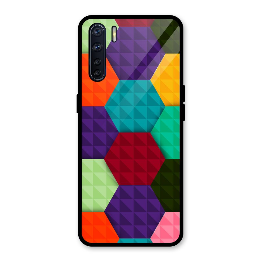 Colourful Abstract Glass Back Case for Oppo F15