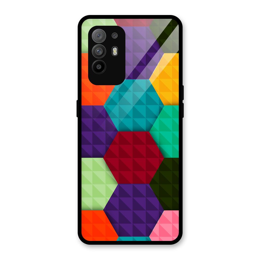 Colourful Abstract Glass Back Case for Oppo F19 Pro Plus 5G
