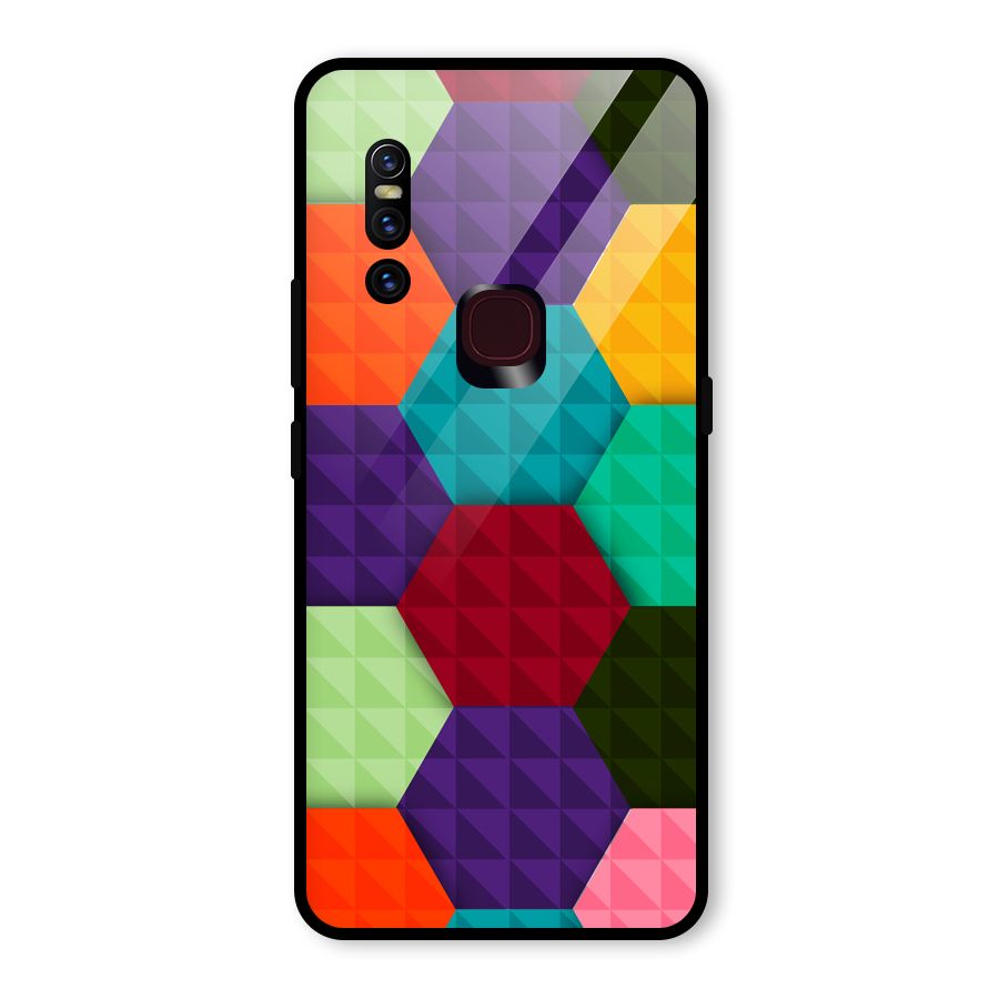 Colourful Abstract Glass Back Case for Vivo V15
