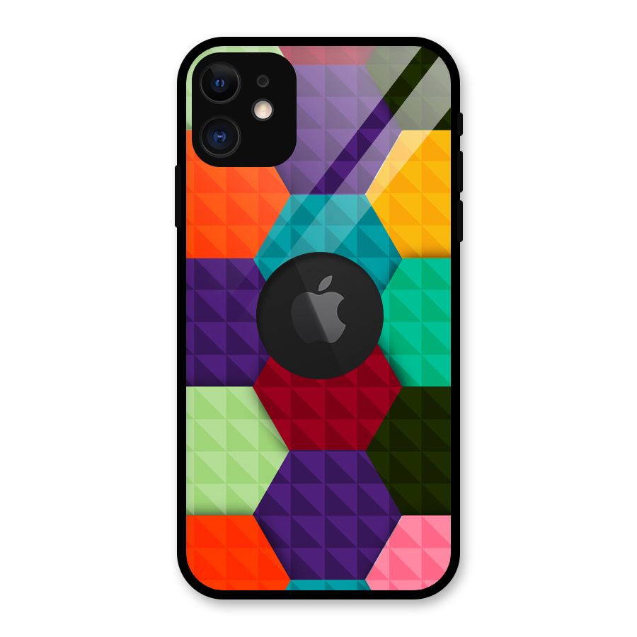 Colourful Abstract Glass Back Case for iPhone 11 Logo Cut
