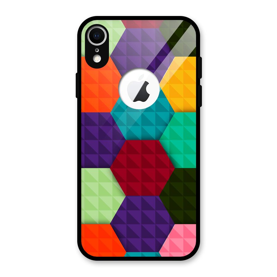 Colourful Abstract Glass Back Case for iPhone XR Logo Cut