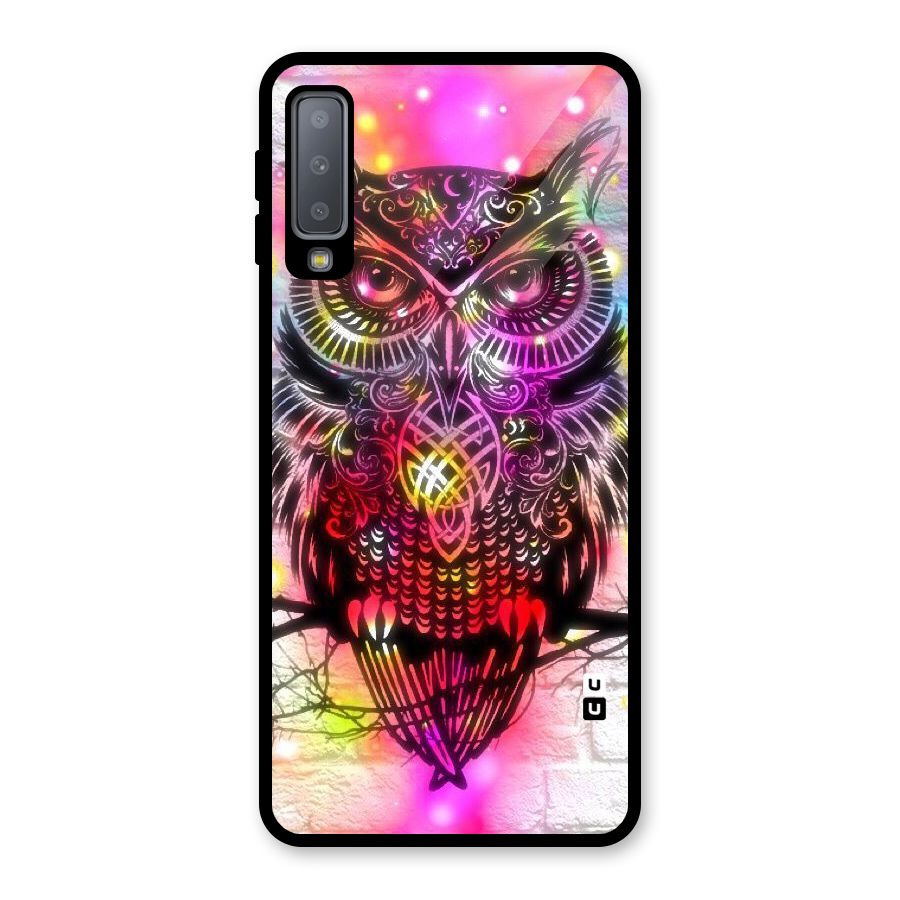Colourful Owl Glass Back Case for Galaxy A7 (2018)
