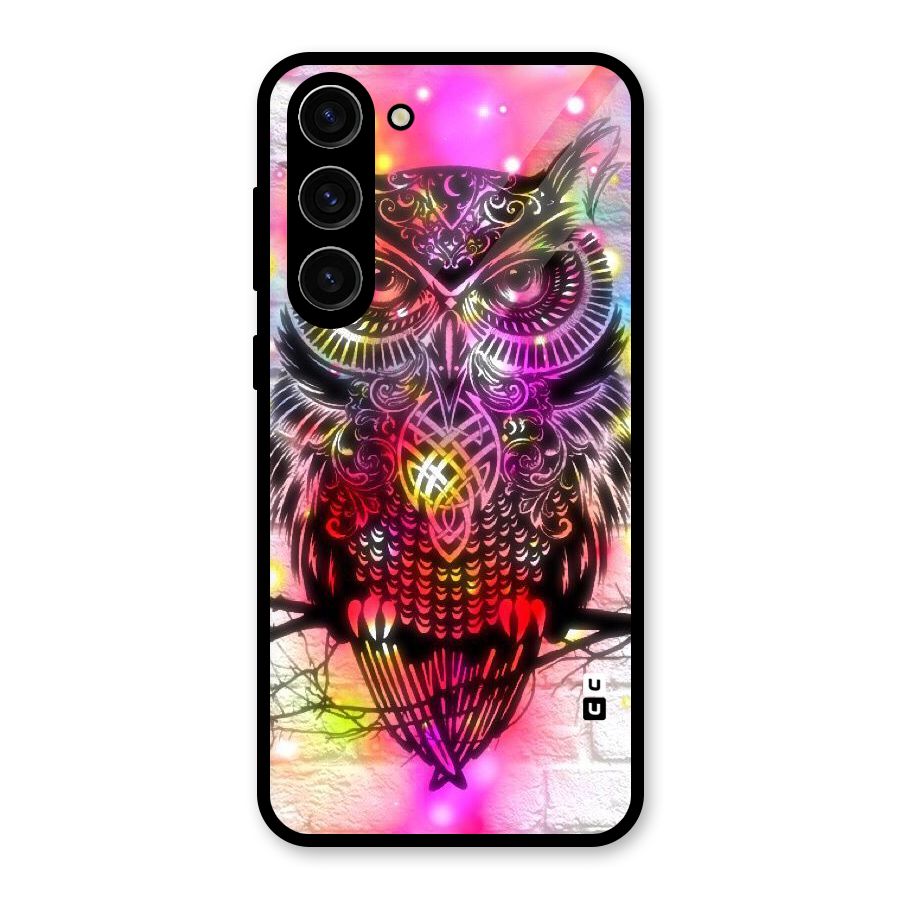 Colourful Owl Glass Back Case for Galaxy S23 Plus