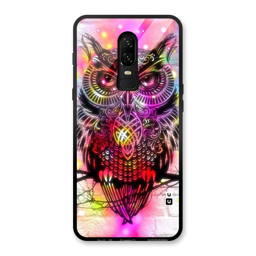 Colourful Owl Glass Back Case for OnePlus 6