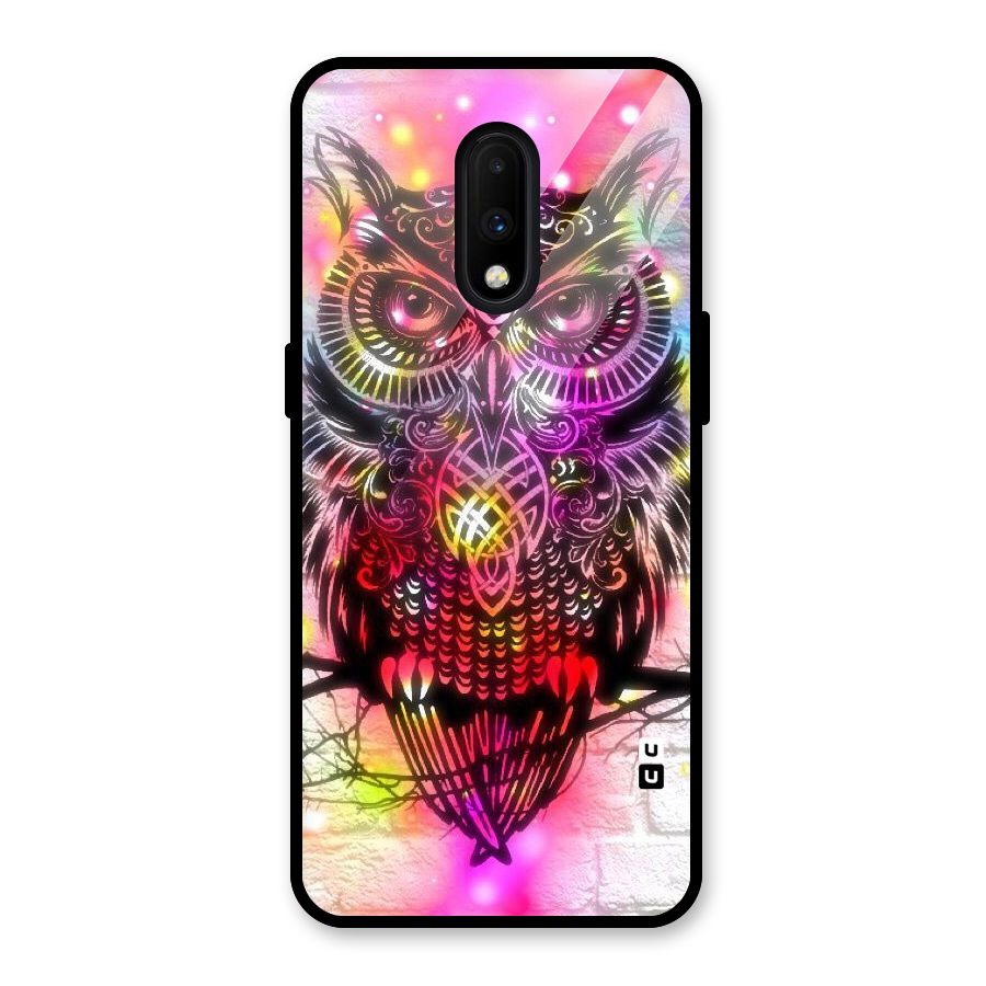 Colourful Owl Glass Back Case for OnePlus 7