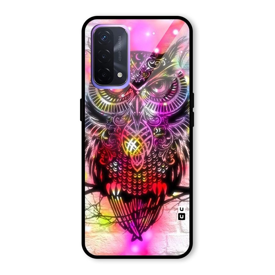 Colourful Owl Glass Back Case for Oppo A74 5G