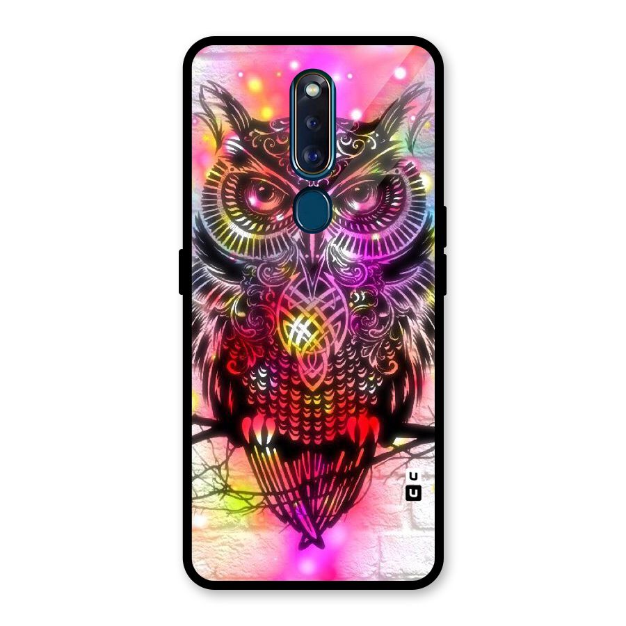 Colourful Owl Glass Back Case for Oppo F11 Pro