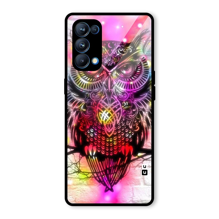 Colourful Owl Glass Back Case for Oppo Reno5 Pro 5G